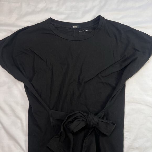 Universal Standard Misa Dress Size S (14-16) Black Short Sleeve Tie Front - Picture 3 of 15